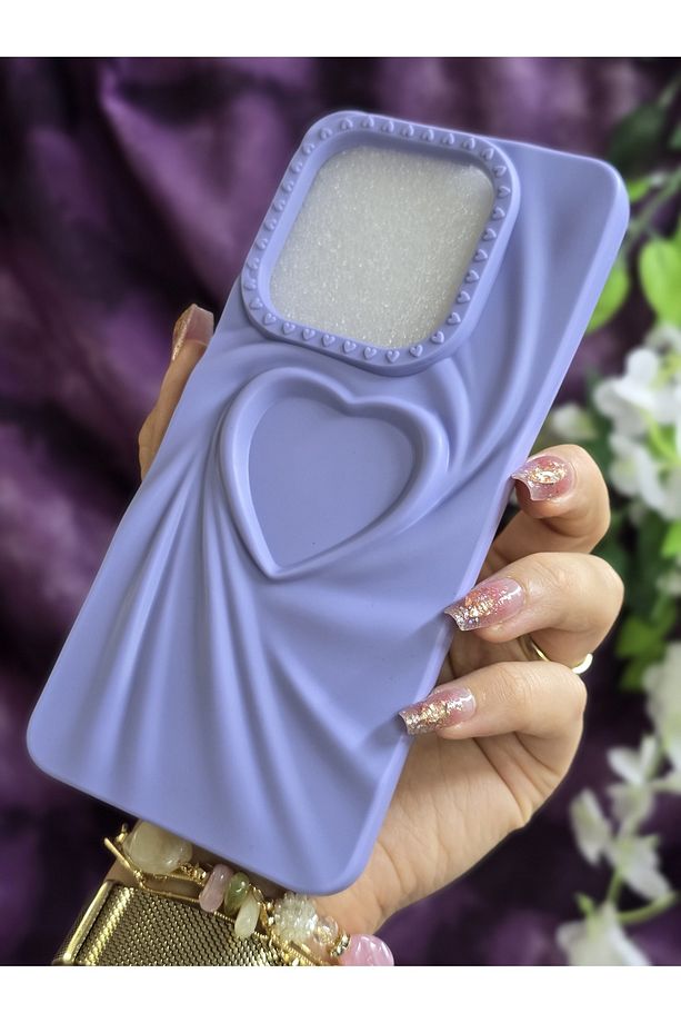 Tecno Spark 20 / SPARK 20C Uyumlu 3D Kalpli Lila Silikon Kılıf - 3