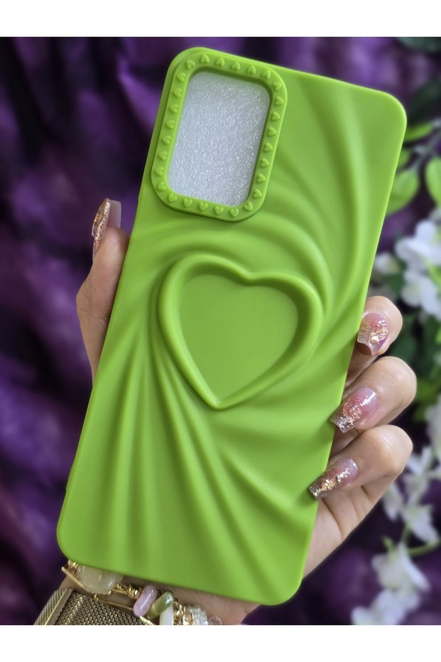 Oppo A16 / Oppo A55 Compatible 3D Heart Green Silicone Case