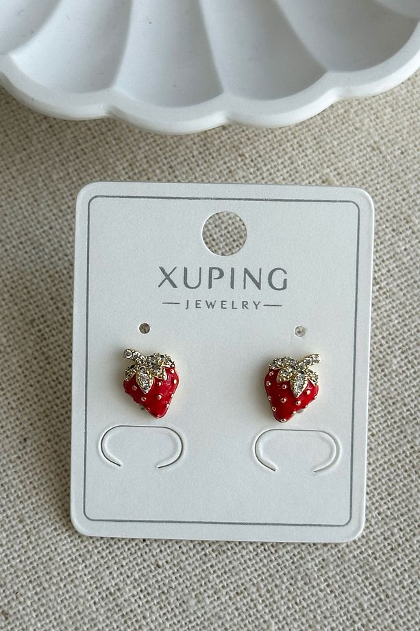Xuping 14K Mini Çilek Vidalı Kadın Küpe – Kararmaz | Kadın Takı Xuping Küpe - 1