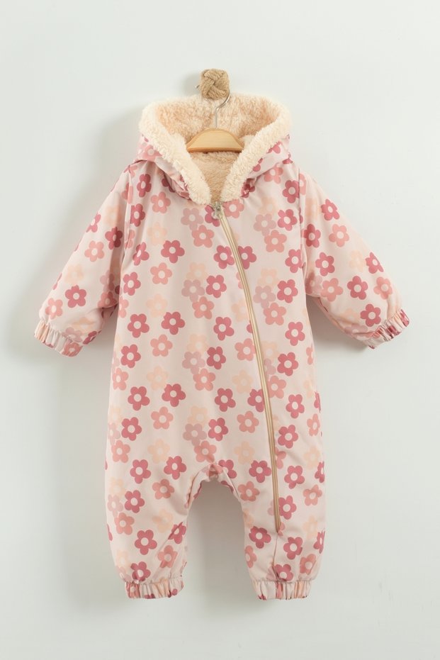 Patterned Baby Girl Winter Zippered Water Repellent Astronaut Jumpsuit
