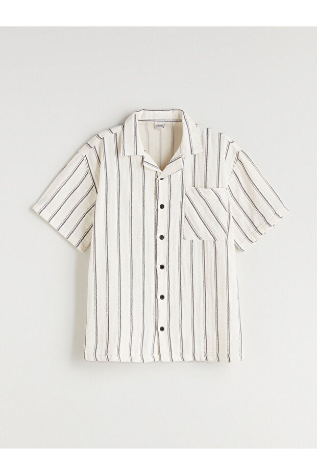 Nevavm Striped Short-Sleeved Boy's Shirt with Difference