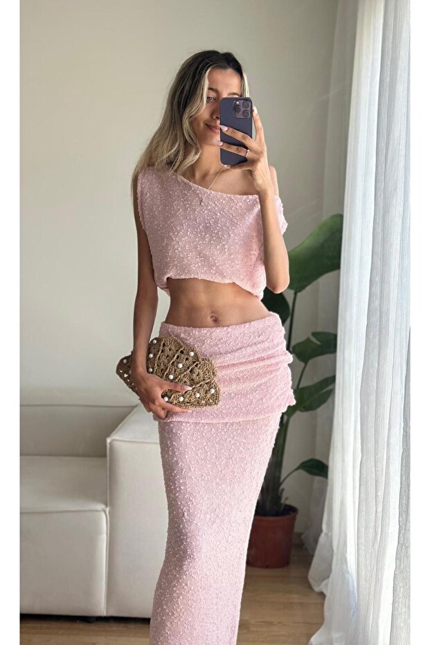 Pink Skirt Blouse Set - 3