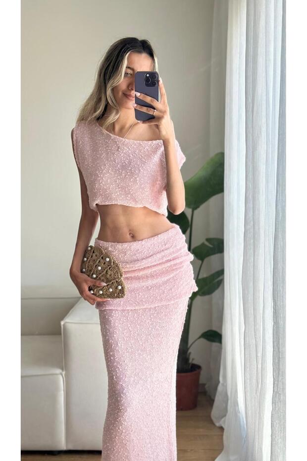 Pink Skirt Blouse Set - 1