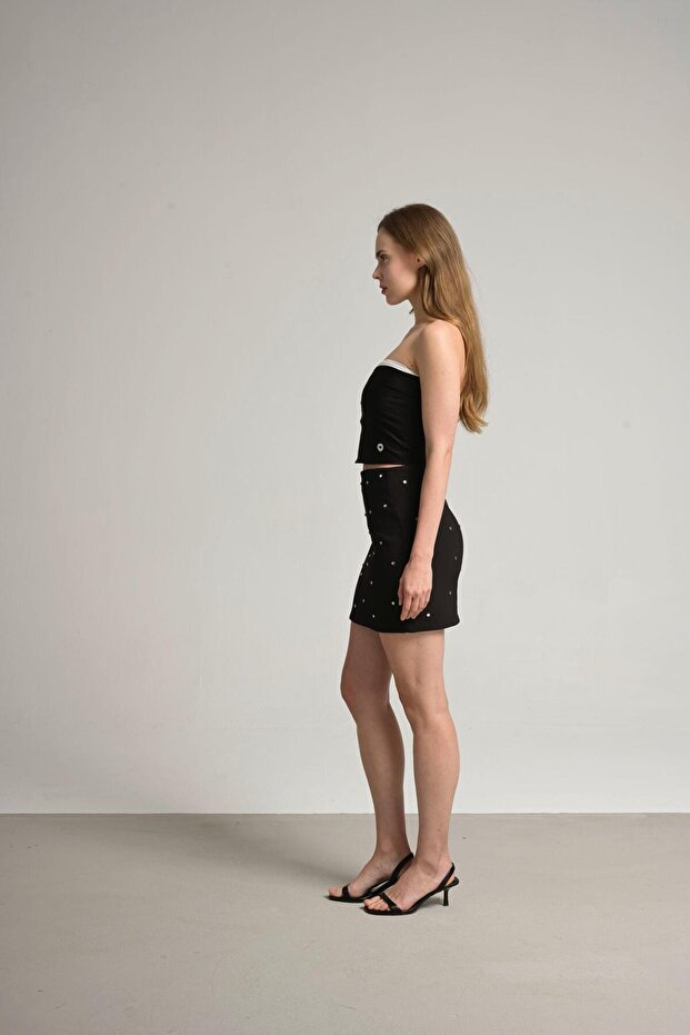 Kadın siyah mini etek - 7