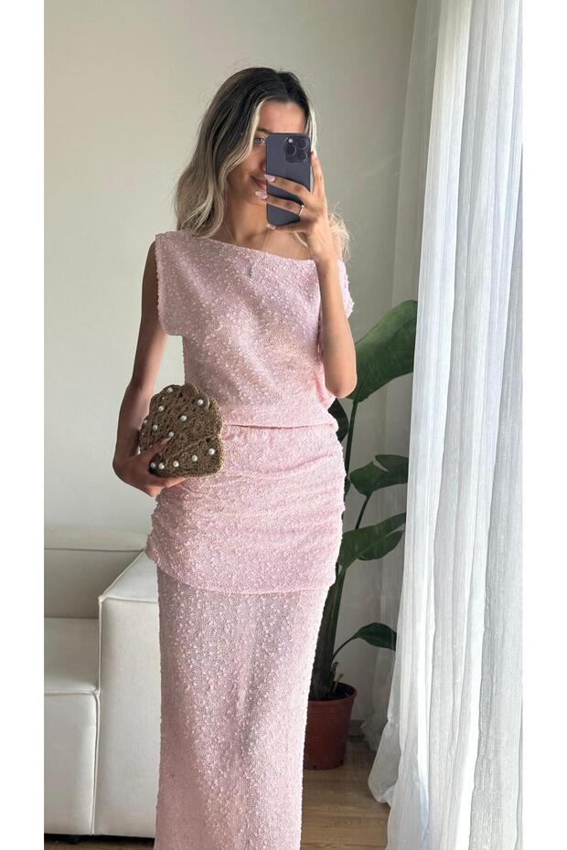 Pink Skirt Blouse Set - 4