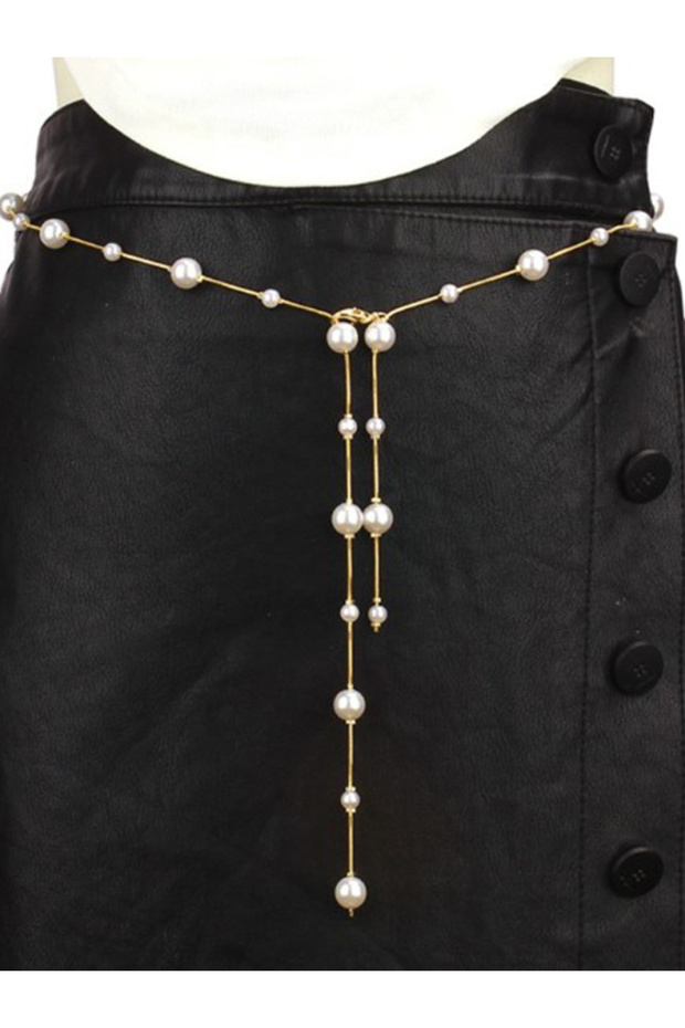 French Retro Layered Pearl Waist Chain, Pearl Necklace 1.35 cm