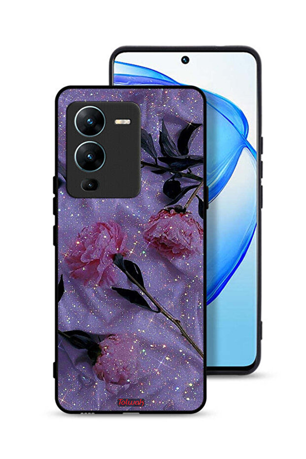 غطاء حماية لهاتف Vivo V25 Pro 5G بنقشة ورود لامعة