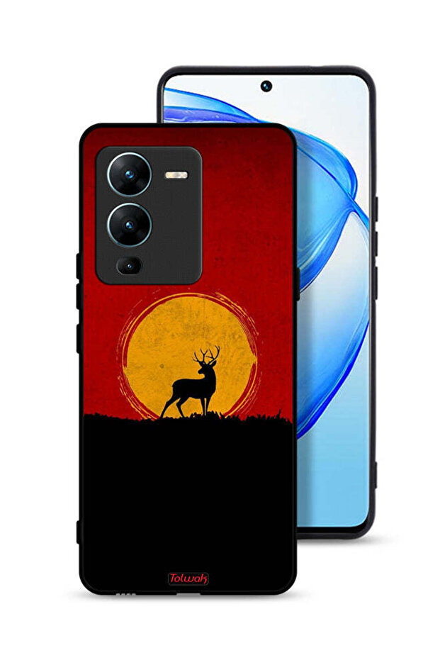 غطاء حماية Vivo V25 Pro 5G بتصميم غزال وقمر