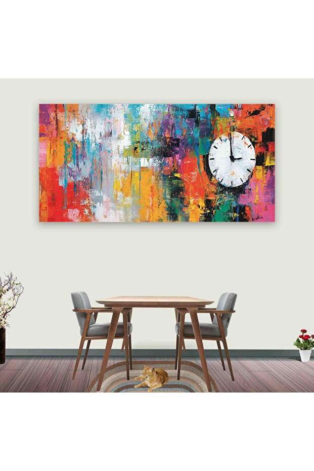 Saatli Soyut Kanvas Tablo - 1