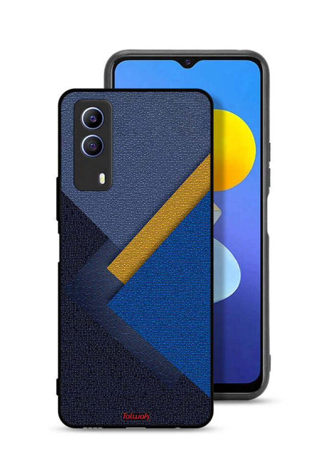 غطاء حماية جلدي بتصميم مثلثات لهاتف Vivo T1x