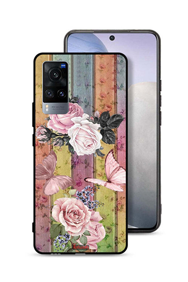 Vivo X60 Protective Case Cover Peach Butterflies And Roses