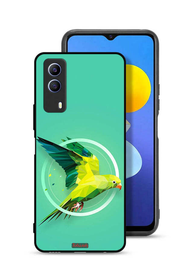 غطاء حماية لهاتف Vivo T1x بتصميم فن تجريدي ببغاء