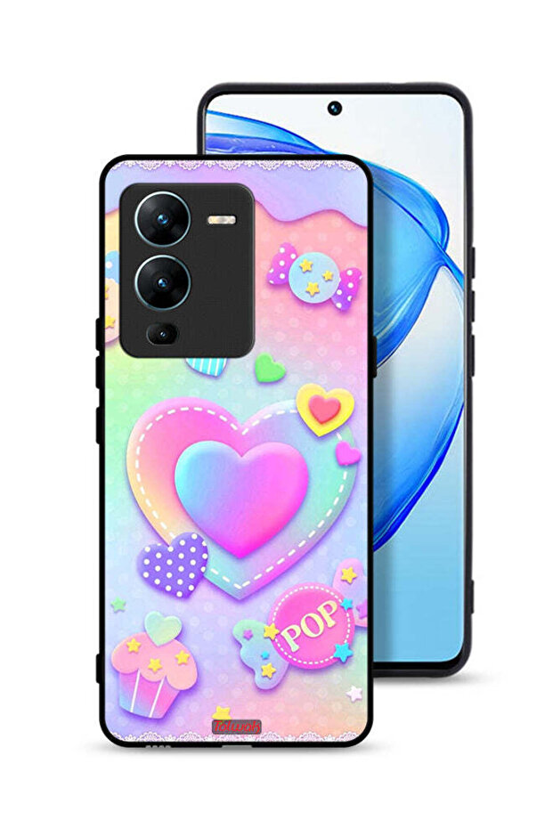 غطاء حماية لهاتف Vivo V25 Pro 5G برسومات قلوب البوب