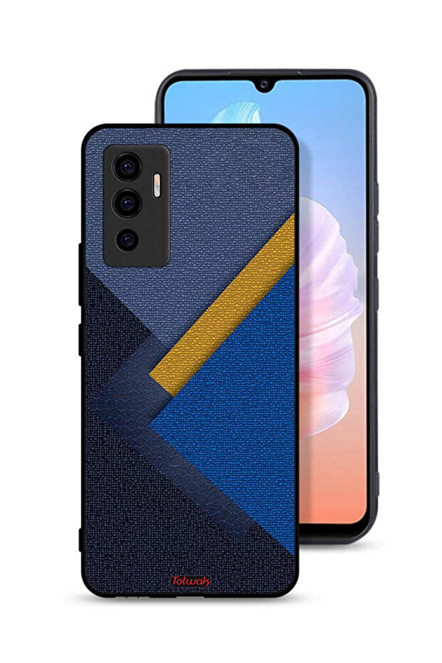 غطاء حماية لهاتف Vivo V23e بنقشة مثلثات جلدية