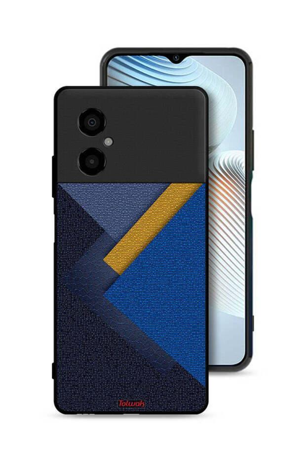 غطاء حماية لهاتف Xiaomi Poco M4 5G بنقشة مثلثات جلدية