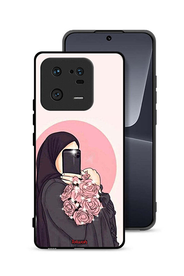 غطاء حماية Xiaomi 13 Pro مع فن التقاط صور سيلفي أثناء حمل الزهور