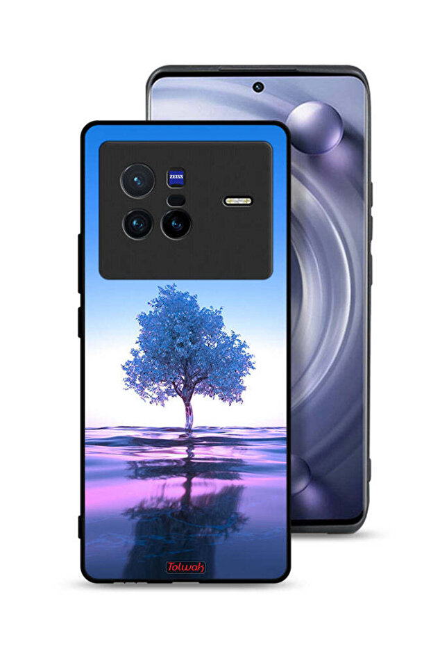 Vivo X80 Protective Case Cover Tree Neon Body Of Water Reflection Digital Art