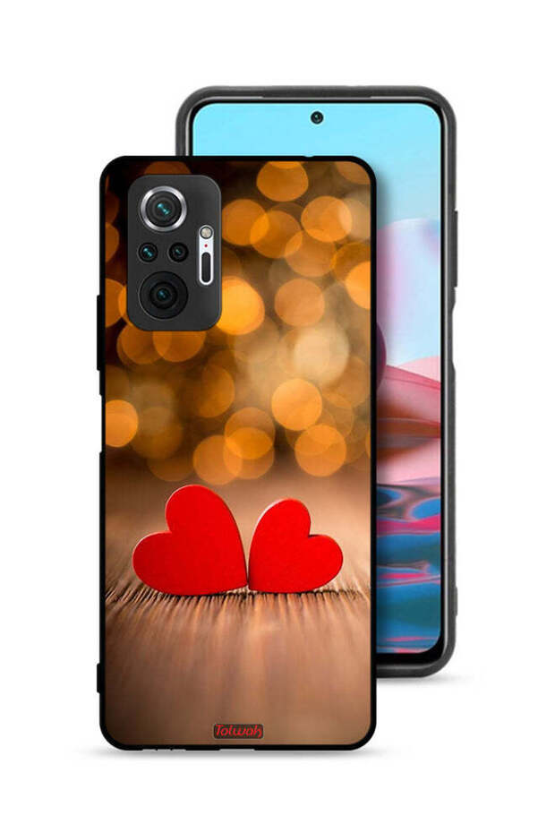غطاء حماية لهاتف شاومي ريدمي نوت 10 برو 4G بتصميم قلبين جميلين