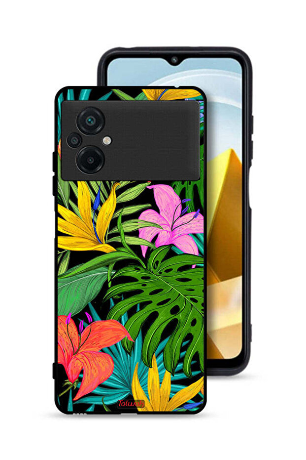 Xiaomi Poco M5 4G Protective Case Cover Pattern Tropical Flowers Leaves
