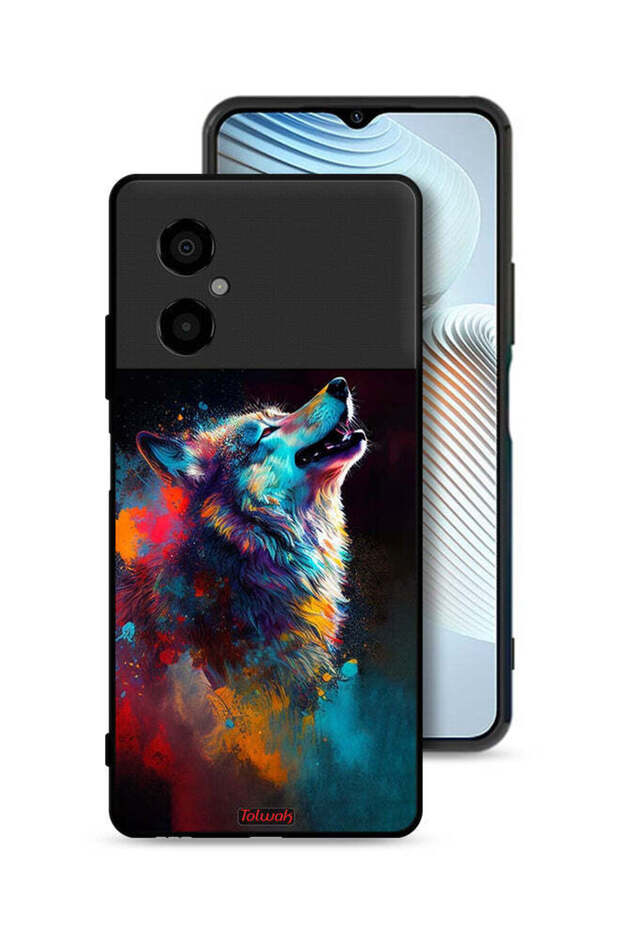 Xiaomi Poco M4 5G Protective Case Cover Wolf Colorful Art