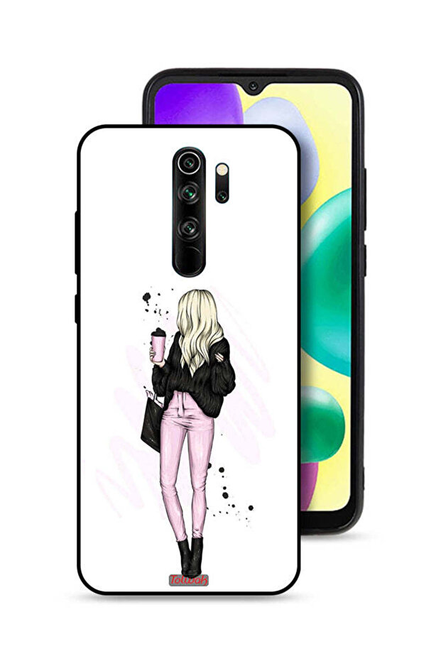 Xiaomi Redmi Note 8 Pro Protective Case Cover Girl Holding Coffee Cup Art