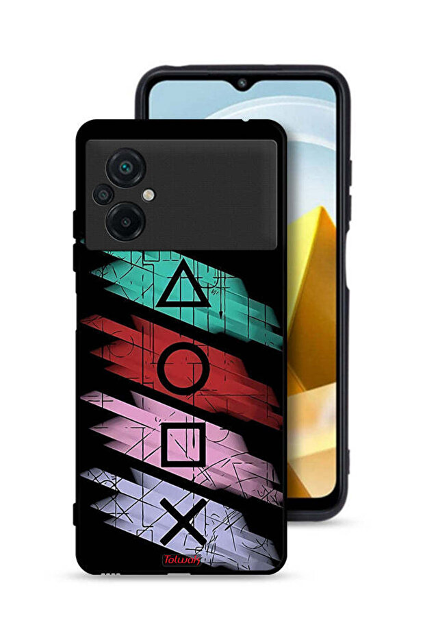 غطاء حماية لهاتف Xiaomi Poco M5 4G برسومات أيقونات لعبة الحبار