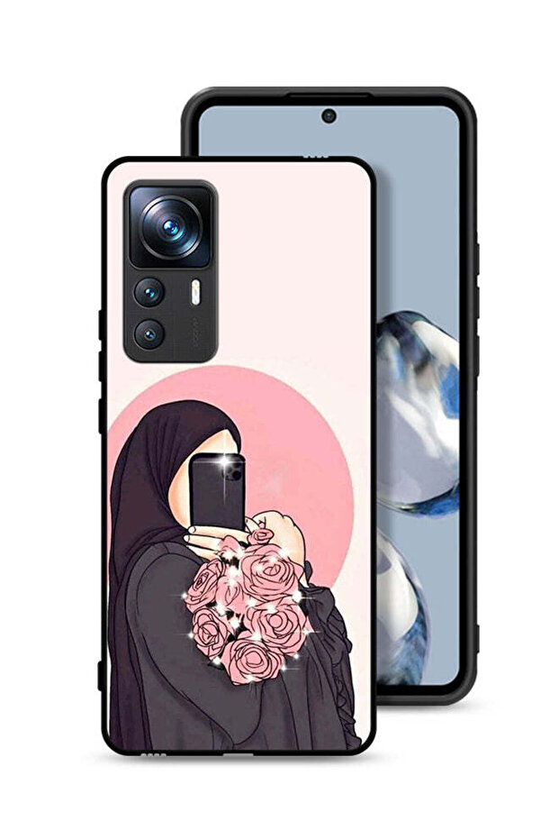 غطاء حماية لهاتف Xiaomi 12T Pro بتصميم فن التقاط صور سيلفي مع حمل الزهور