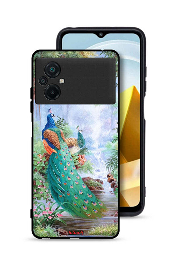 غطاء حماية لهاتف Xiaomi Poco M5 4G بنقشة الطاووس