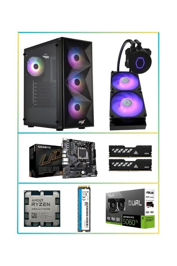 SUNDMOOD Ryzen 7 7800x3d | Rtx 5060ti 16Gb | 32Gb DDR5 Ram | 1Tb M2 SSD Gaming Masaüstü Bilgisayar - 1