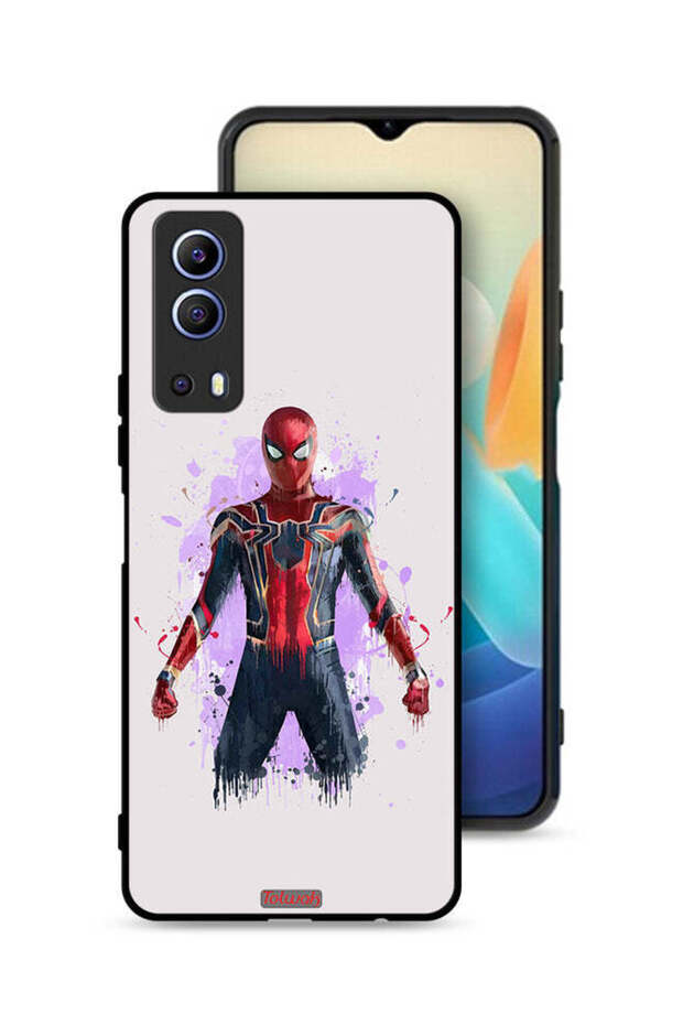غطاء حماية لهاتف Vivo Y72 5G بتصميم العنكبوت الحديدي