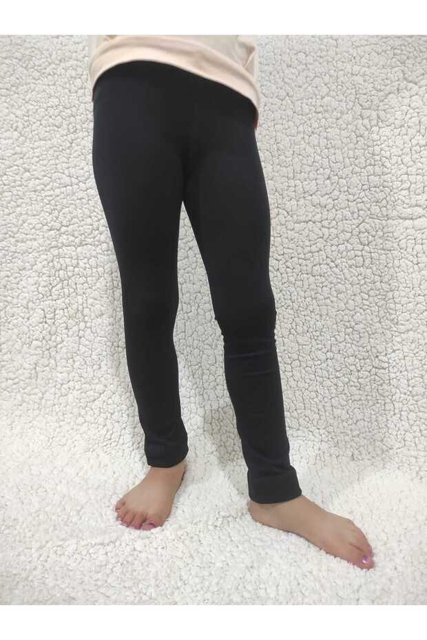 Girls' Black Thermal Leggings (Warm Leggings Thanks to the Fleece Inner Surface)
