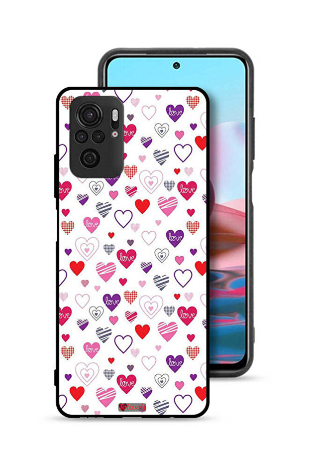 Xiaomi Redmi Note 10S Protective Case Cover Hearts Doodle