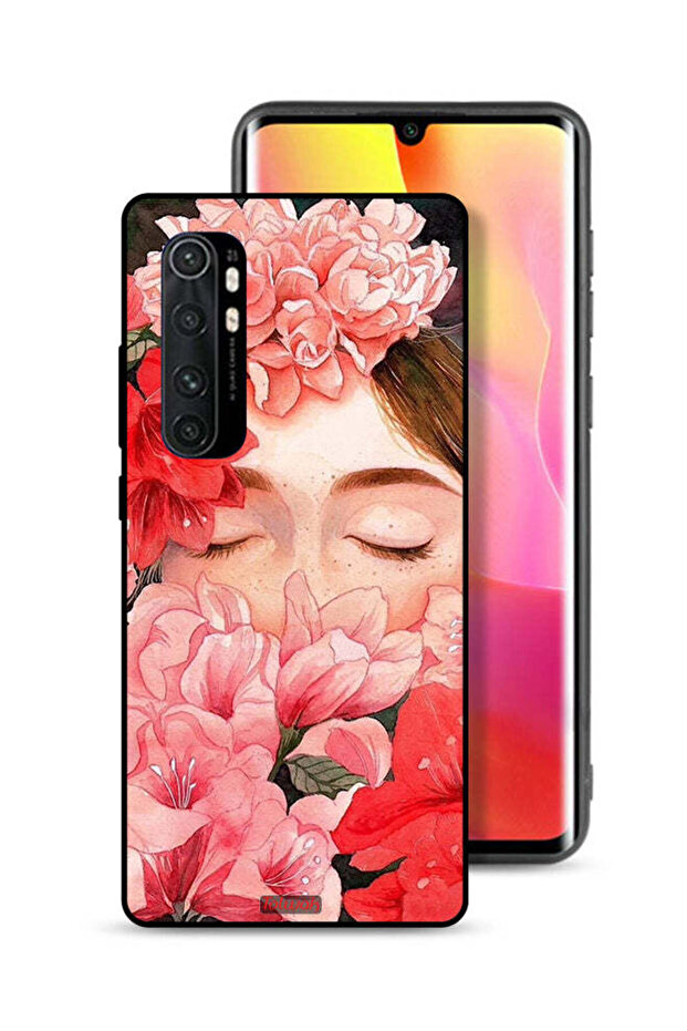 Xiaomi Mi Note 10 Lite Protective Case Cover Girl Face Hide In Flowers Art