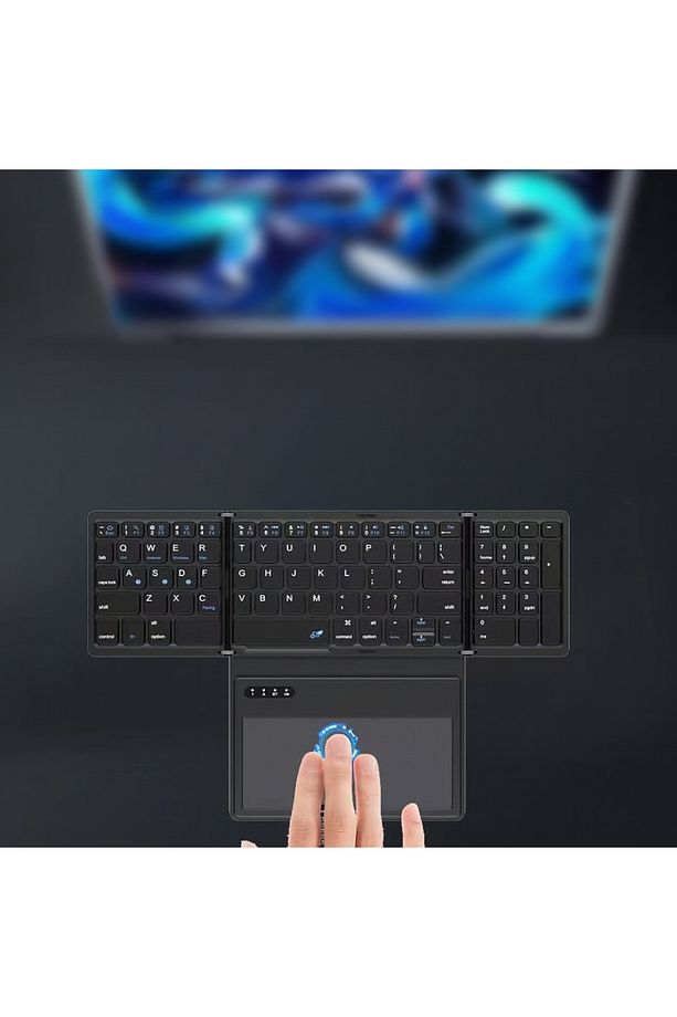 Katlanabilir Bluetooth Klavye + Touchpad Ultra Taşınabilir Type-C Şarj - 1