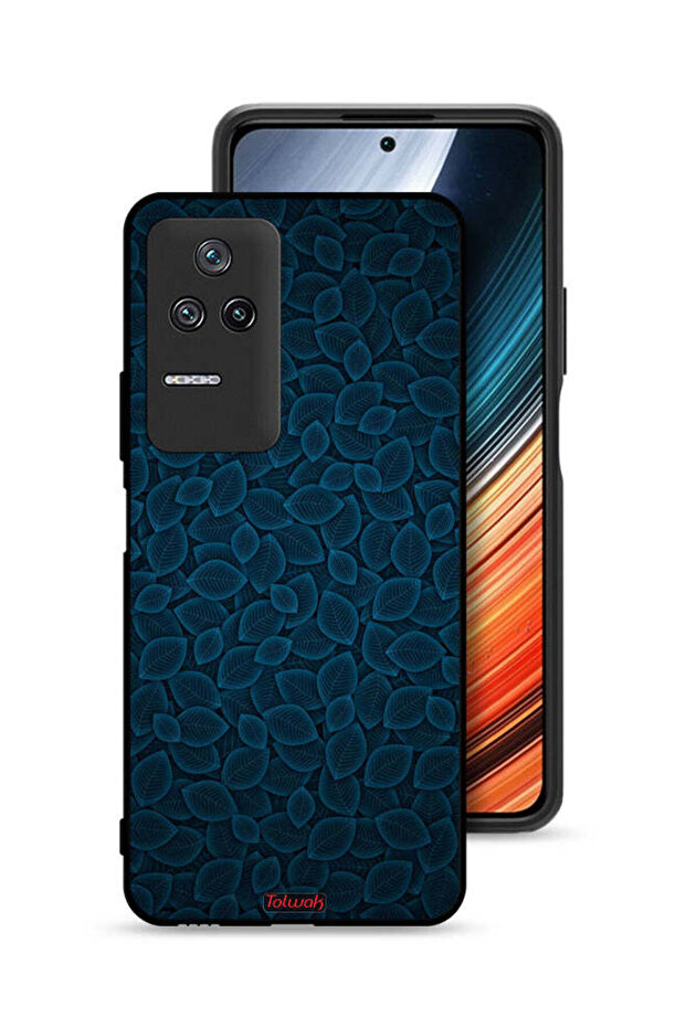 غطاء حماية لهاتف Xiaomi Poco F4 بنقشة أوراق الشجر الفنية الرقمية