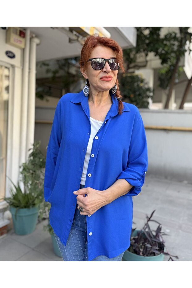 Viskon Klasik Basic Gömlek Saks Mavi - 3