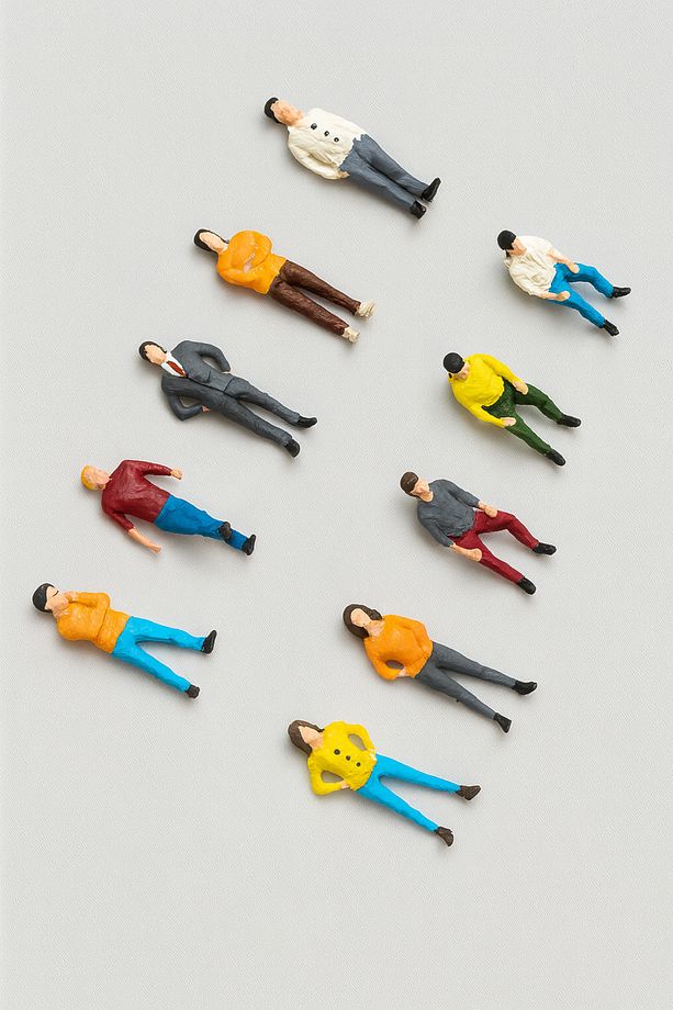 10 Adet Maket Insan Figür - Renkli - 1/50 Ölçekli 1:50 3-3,5cm - 3