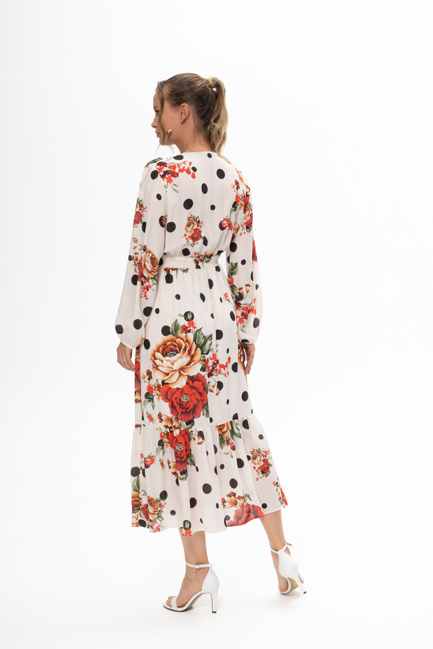 Gül Desenli Elbise - 4