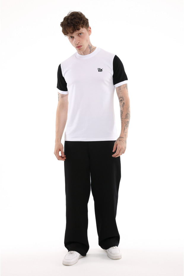 S-Line White Slim Fit -Shirt— Minimal Embroidery Detailed Men's (100% Cotton)