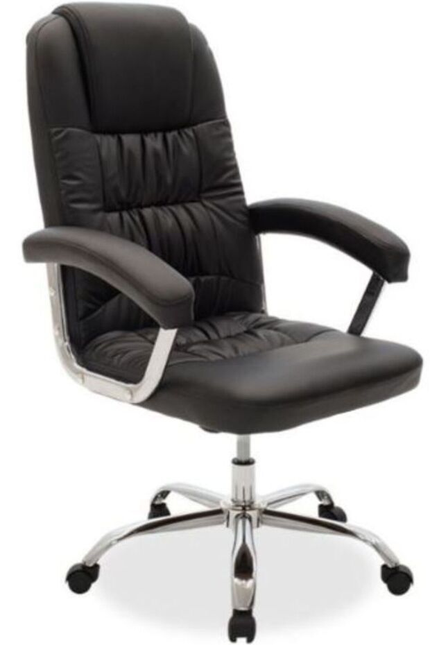 Cira Ergonomic High-Back Black Office Chair Soft PVC Fabric Cushion Computer Chair, Black