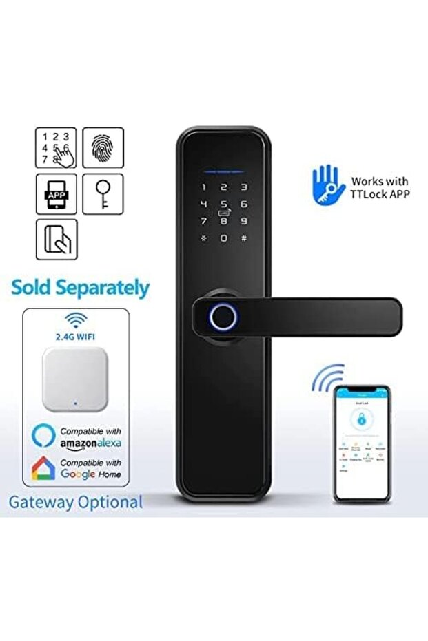 Smart electronic front door lock - 5 functions: fingerprint, digital latch, smart circuit - 6