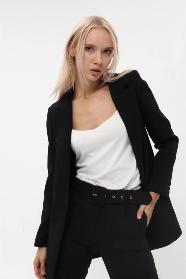 سترة بليزر كلاسيكية بزر واحد - مناسبة للاستخدام اليومي والمكتب - 2