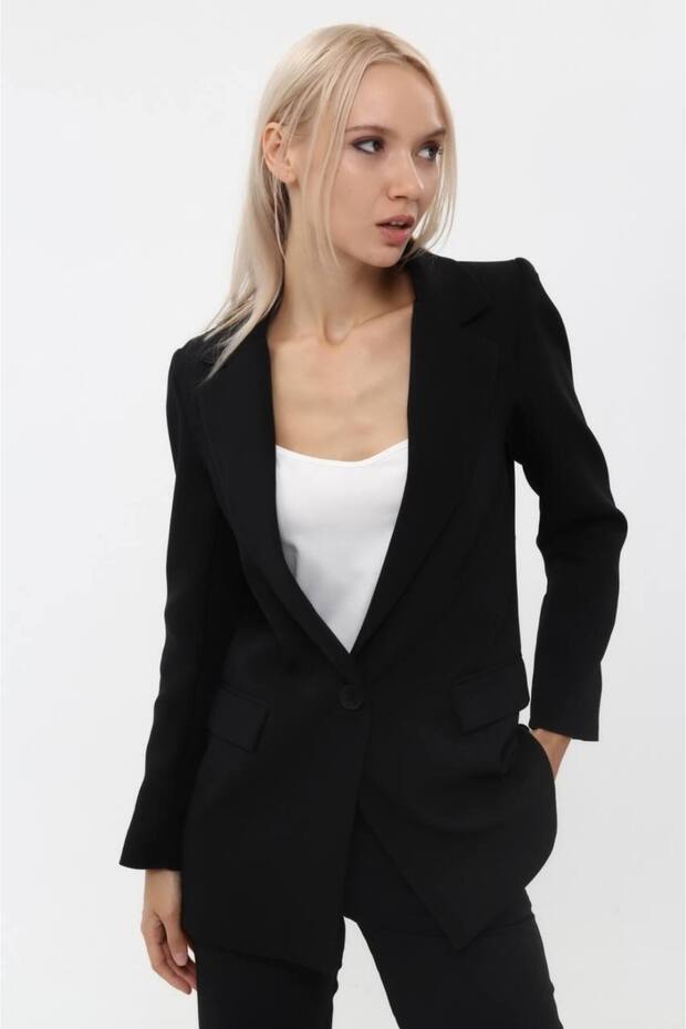 سترة بليزر كلاسيكية بزر واحد - مناسبة للاستخدام اليومي والمكتب - 1