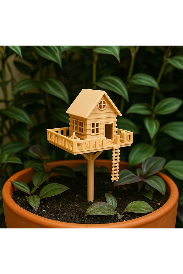 Mini Ağaç Ev Saksı Dekoru / Bitki Dekoru / Lunar Design - 1