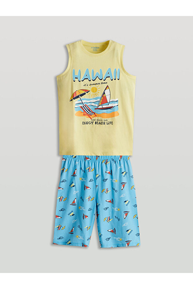 ESVAB • طقم بيجامة للأولاد بياقة روبا عصرية ومميزة مع شورت