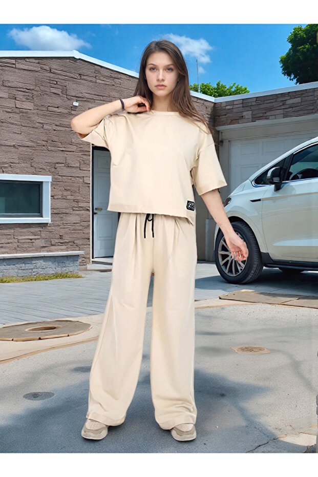 Soft Textured Oversize Girl's Tracksuit Set - 100% Cotton