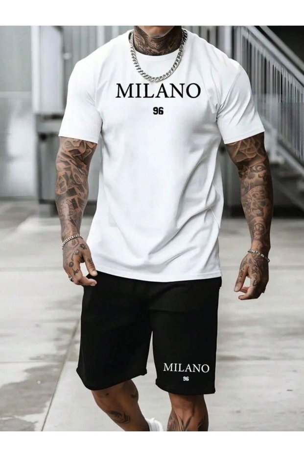 Milano 96 Men's Summer Shorts Set – Black and White Stylish Combination
