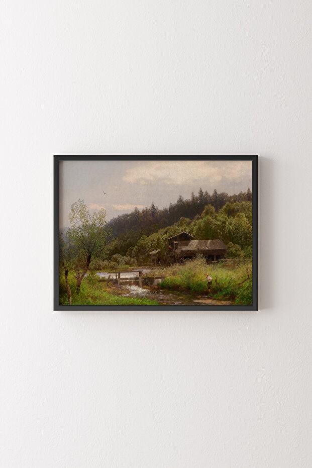 Farmhouse Next to the Pond - Black Frame
