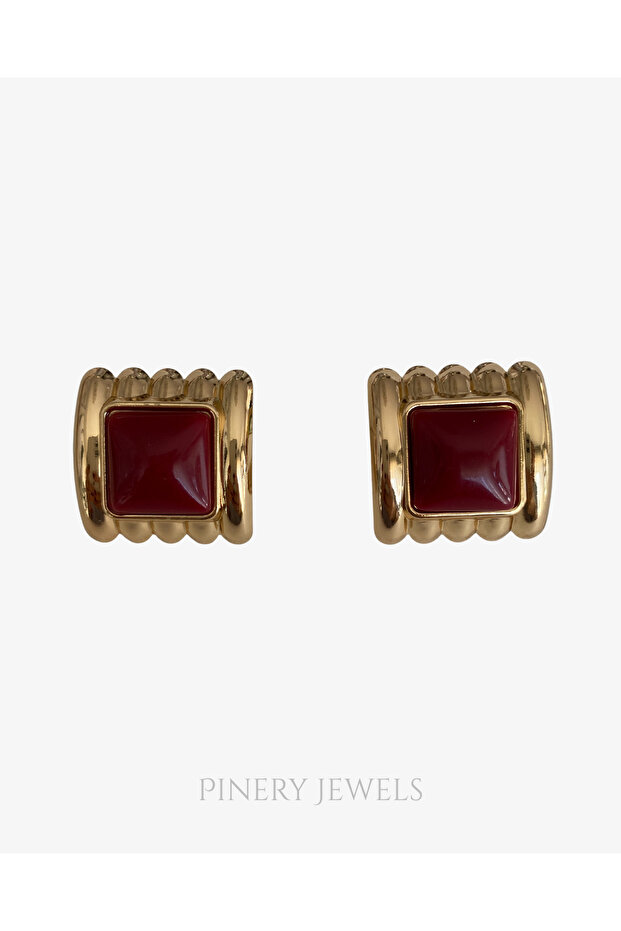 Large Stone Square Women's Earrings Pair