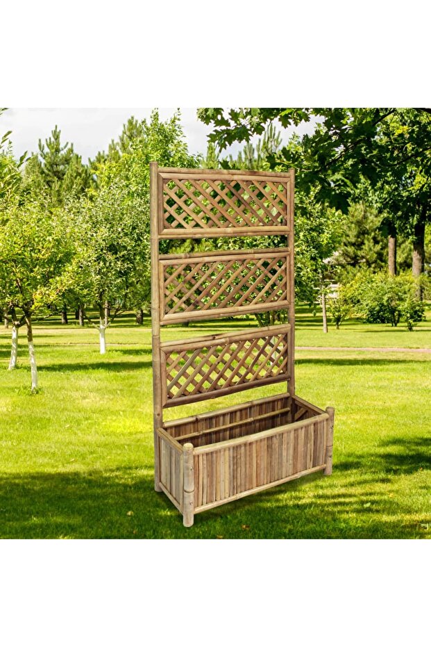 Garden Raised Bed with Trellis Bamboo 70 cm